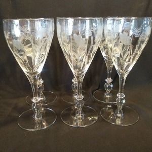 6 Vintage Sears Crystal Water Goblets 7 3/4in *MINT*